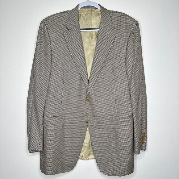 Vintage Canali Men's Houndstooth Suit Blazer Jacket Double‎ Breasted Front VTG - Picture 1 of 8